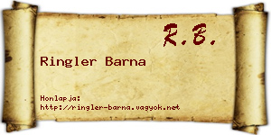 Ringler Barna névjegykártya